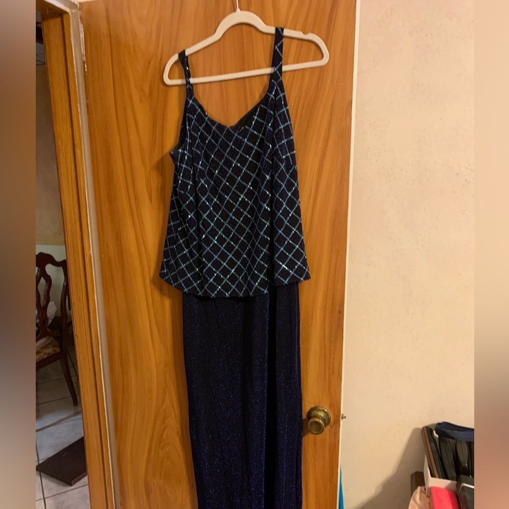 Navy gown by David’s Bridal never worn.